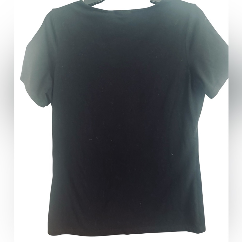 TAHARI Black Square Neck Short Sleeve Top ⭐️SALE 2/$40 - Picture 4 of 4
